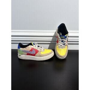 Nike Force 1 FN7818-100 Low Multicolor Sneakers w/ 3 Patches - Youth Size 6.5